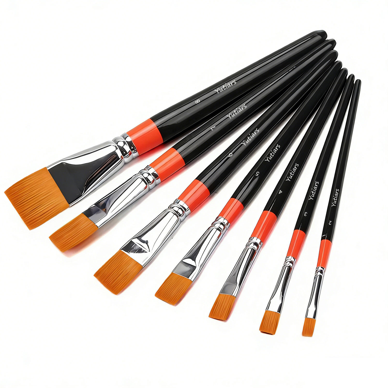 Gouache Paint Set - Ensemble de 8 pinceaux plats professionnels